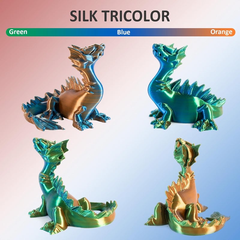 Geeetech خيوط PLA ثلاثية الألوان من نوع 3D Printer Silk، خيوط حريرية لامعة تشبه المعدن بقطر 1.75 مم ووزن 1 كجم (2.2 رطل) ، دقة أبعاد +/- 0.02 مم، ثلاثي الألوان برتقالي أزرق أخضر - Image 3